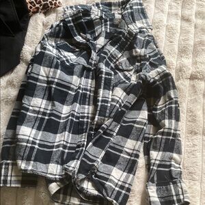 Plaid Flannel Shirt in Black and White